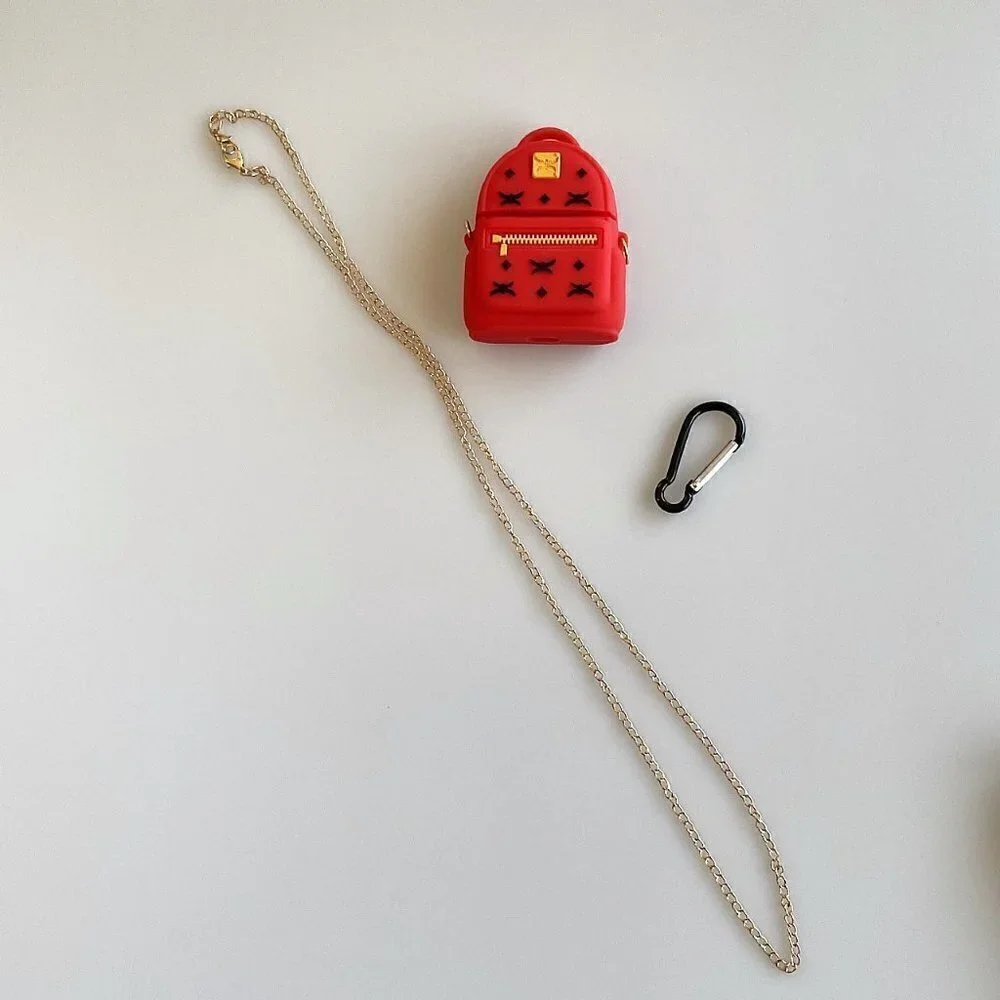 AIRPODS CASE RED BAG METAL CHAIN APPLE AIRPODS 1 & 2